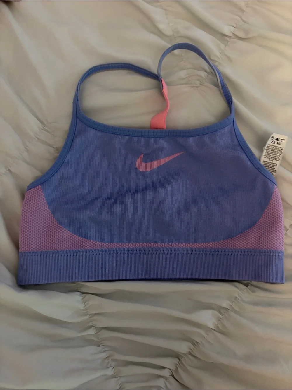 Nike Blue and Pink KIDS sports bra size M